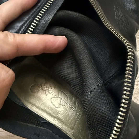 Jessica Simpson Black Heeled Boots with Fur Trim - Picture 6 of 9